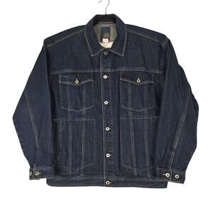 Godbody Jacket Mens 2XL Blue Denim Button Front Workwear Pockets Casual Unlined